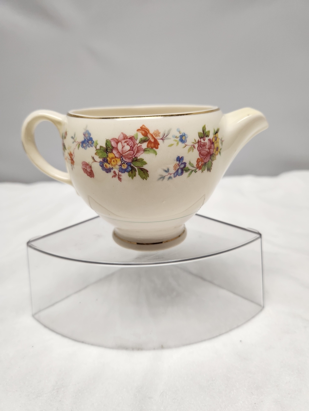 Salem "Debutante" Cream Floral Porcelain Creamer with Gold Trim